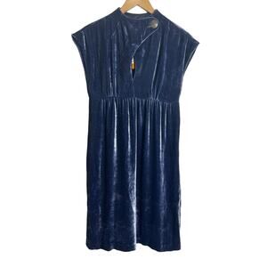 Cynthia Steffe Blue Silk Velvet Babydoll Cap Sleeve Mini Dress Women’s Size 4